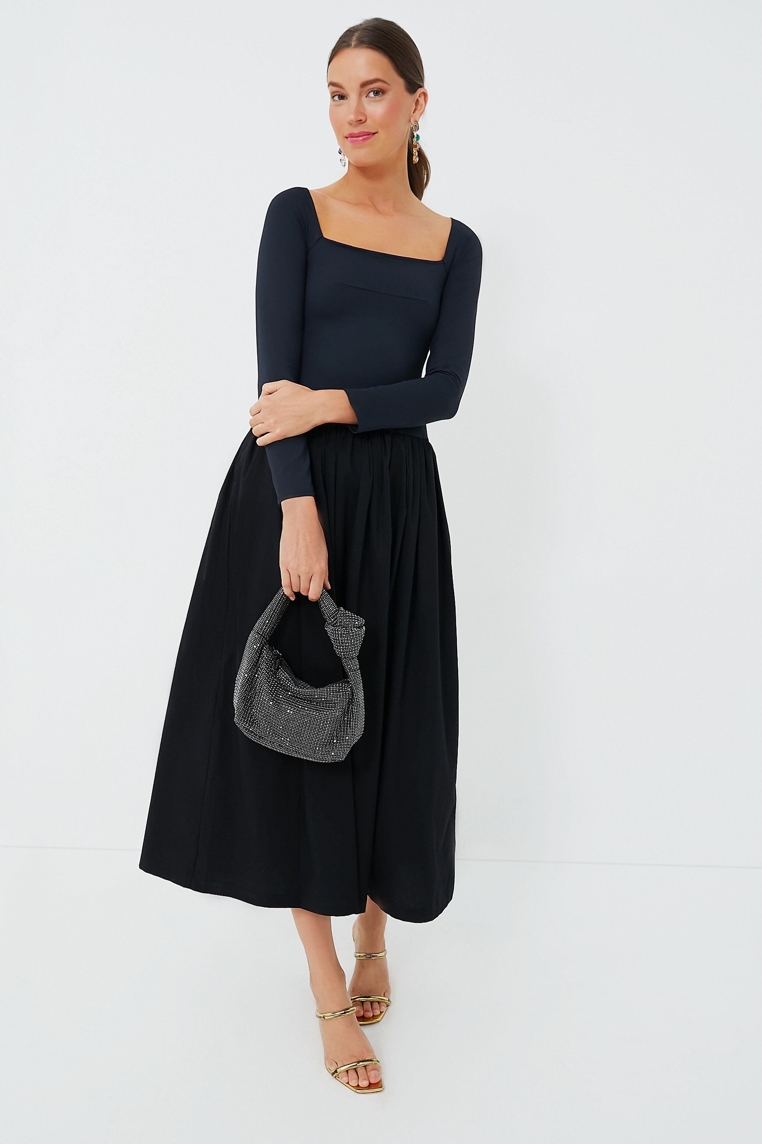 Black Polly Crystal Shoulder Bag