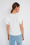 White Tory Flutter Sleeve Top