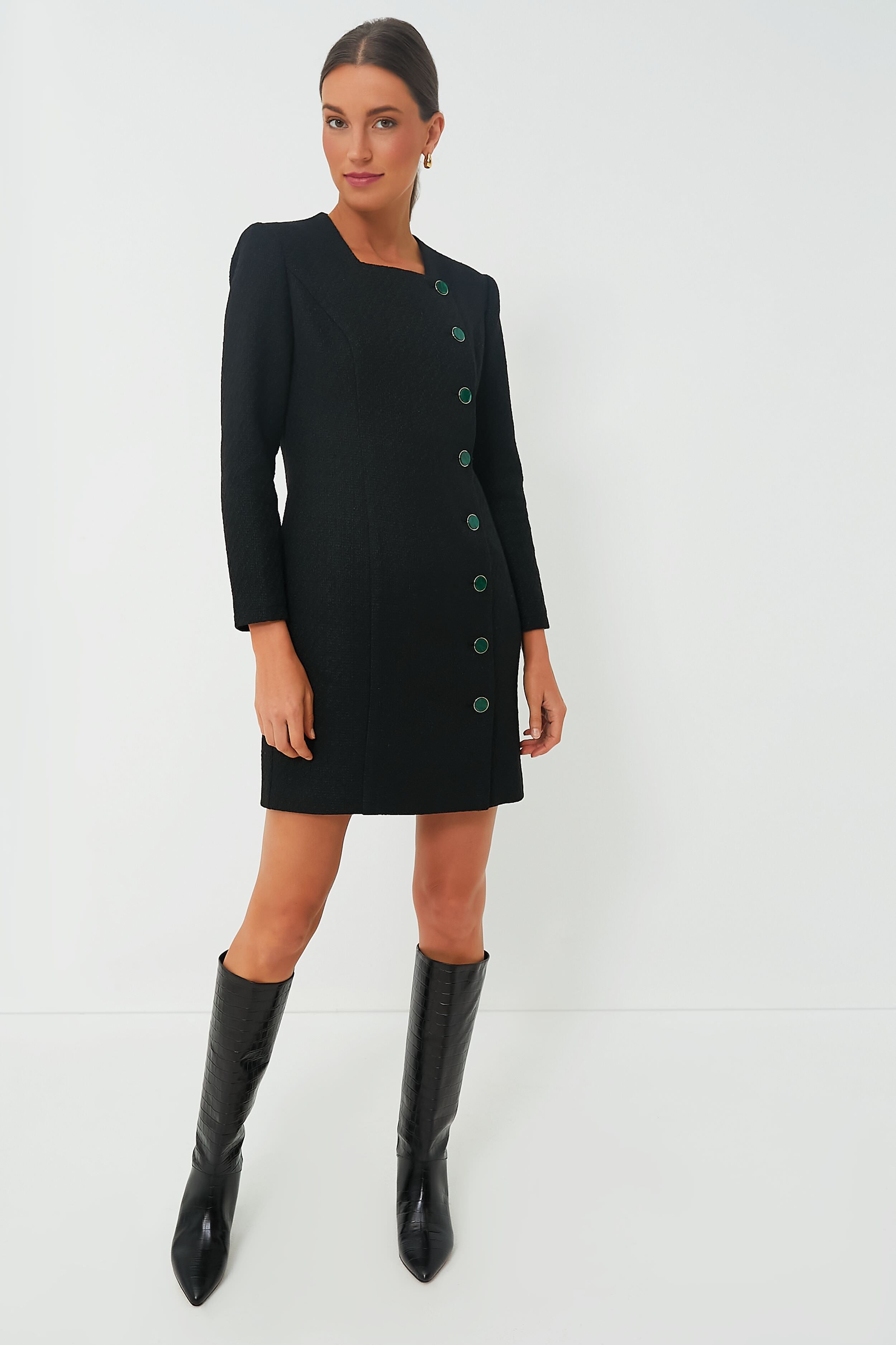 Vinyl Bust Tweed Dress - Women - Ready-to-Wear