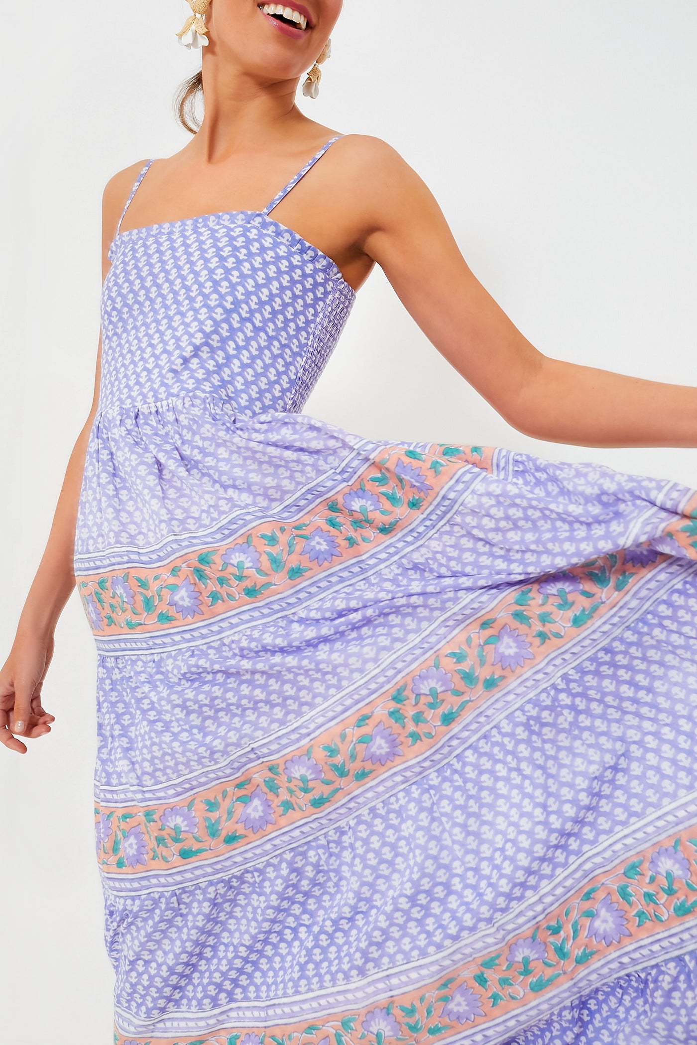 blue dress for baby girl Campania Peri Smocked Back Maxi Dress