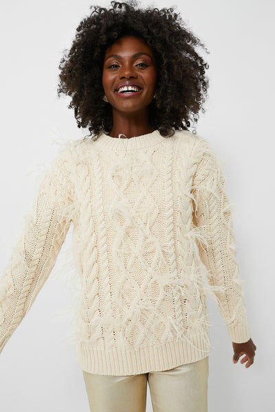 Cream Talulah Feather Sweater | Hyacinth House