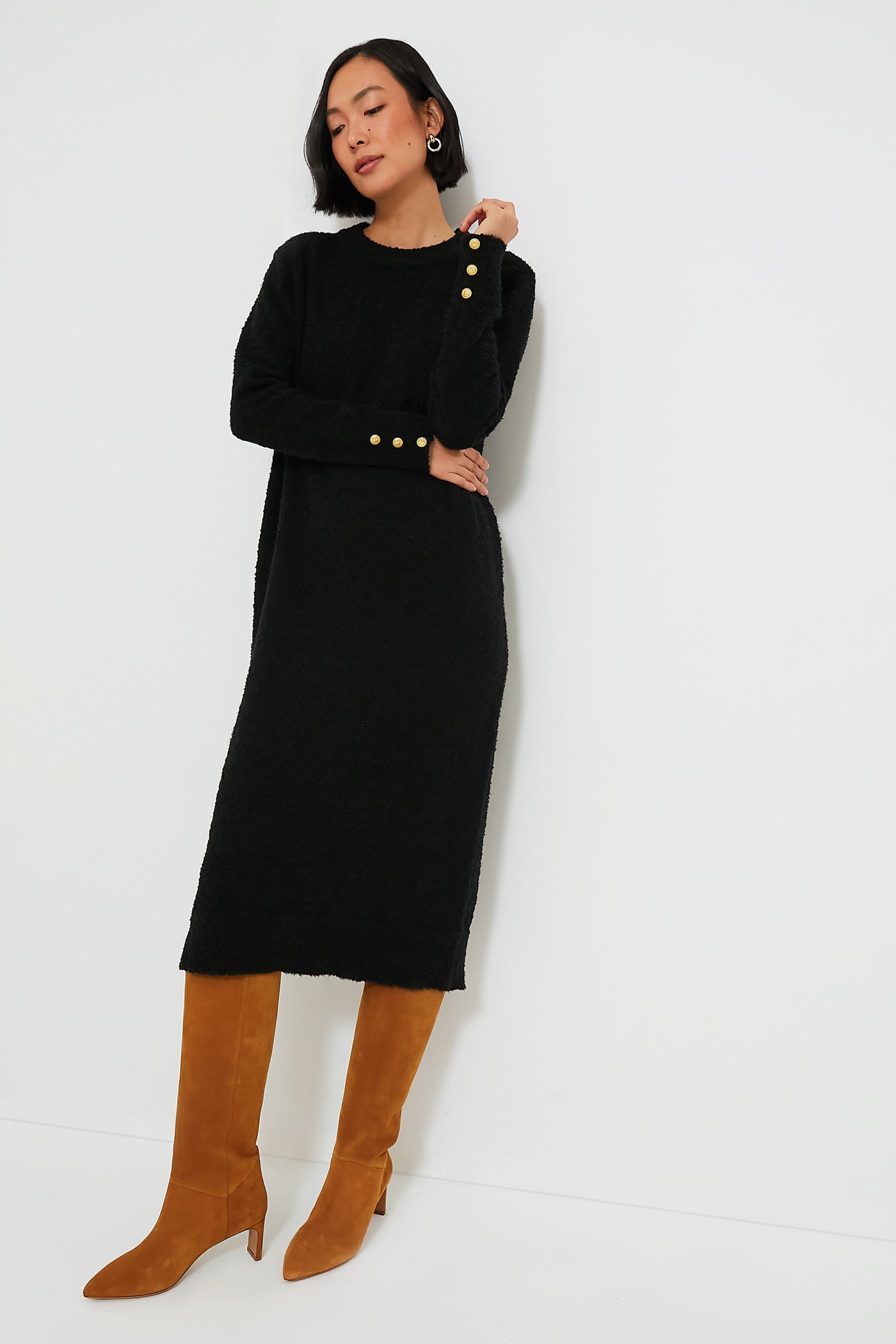Black Boucle Knit Nelle Dress | Tuckernuck Black Boucle Knit Nelle Dress | Tuckernuck