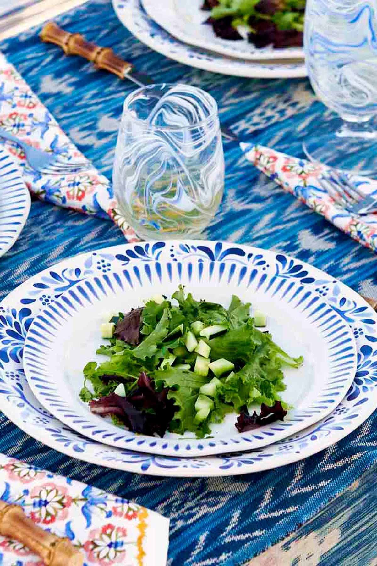Delft Blue Sitio Stripe Salad Plate