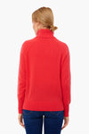 Candy Red Cashmere Ribbed Trim Turtleneck