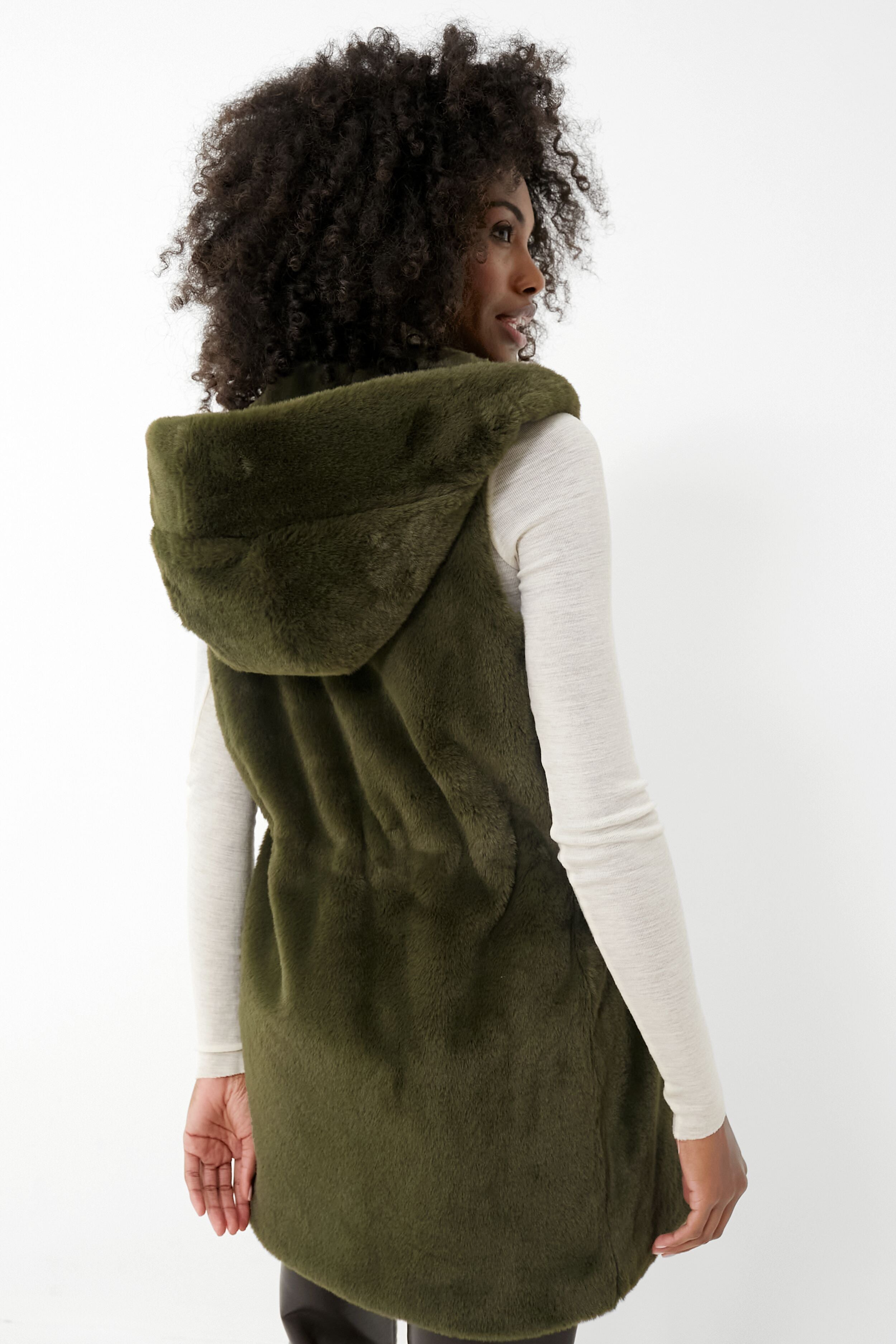 Moss Green Faux Fur Bayker Vest Tuckernuck