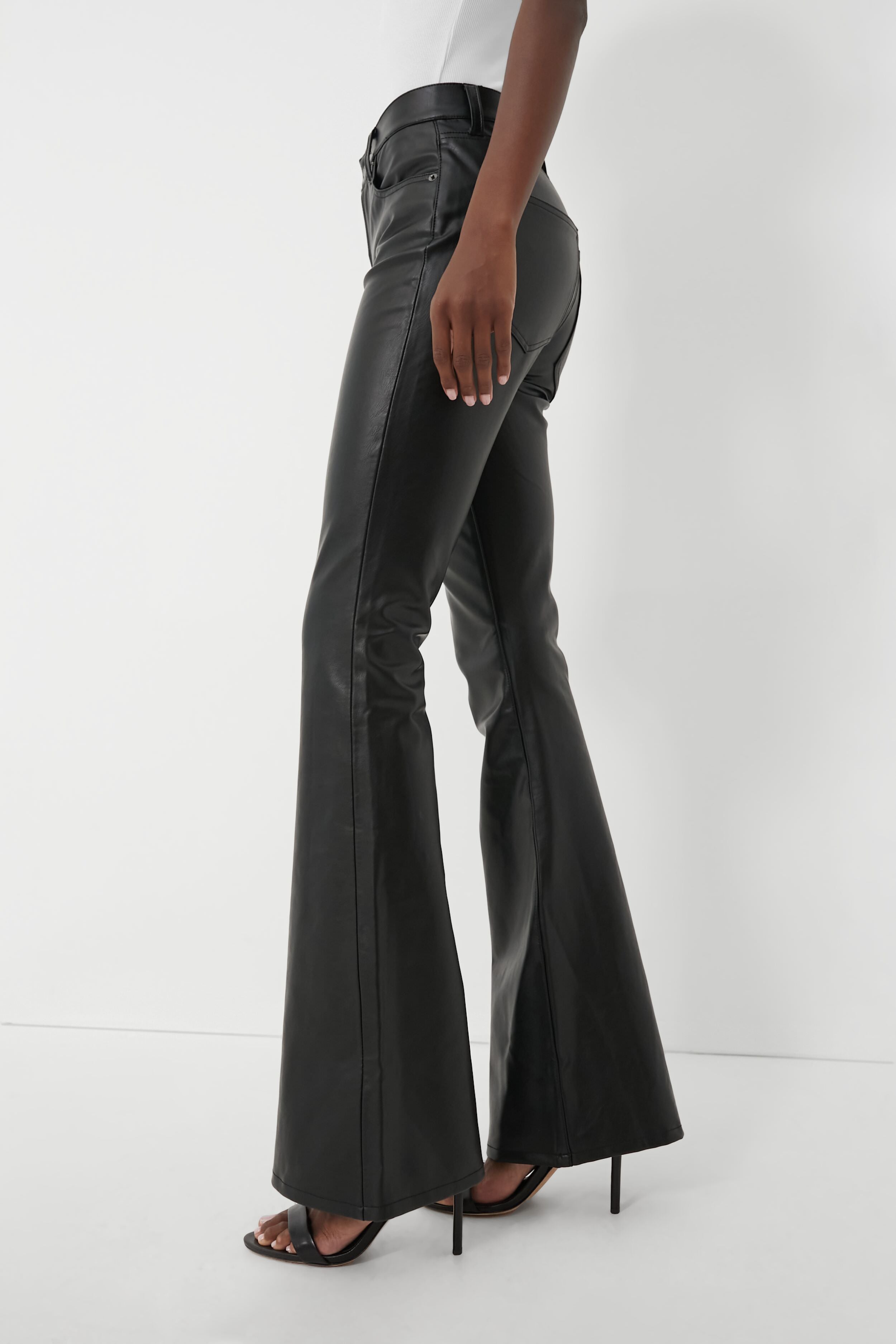 Beverly Vegan Leather Skinny-Flare Pant