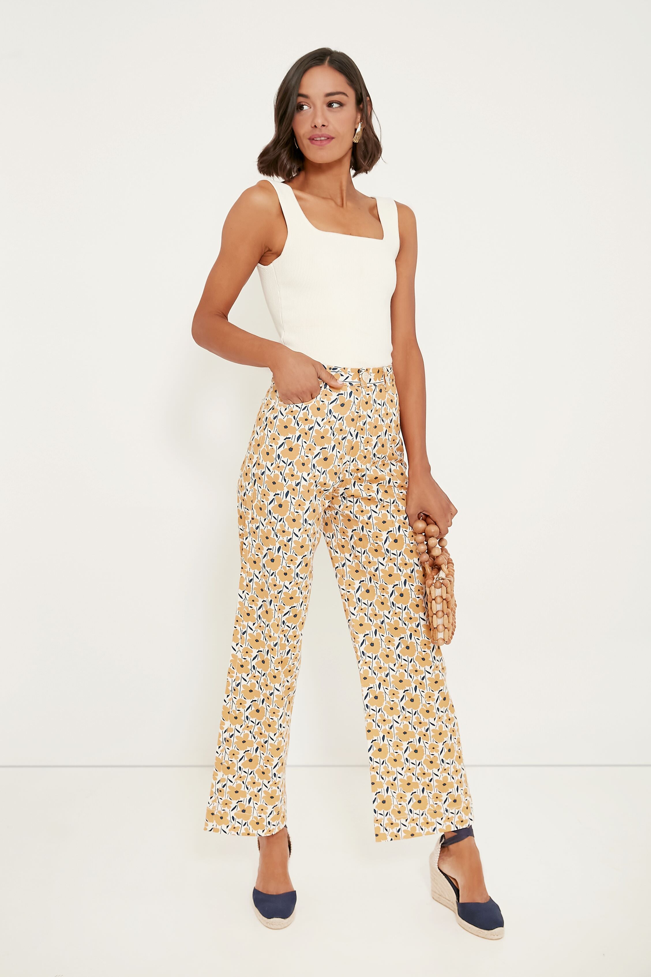 Sharon's Flowers Gold Everyday Pant