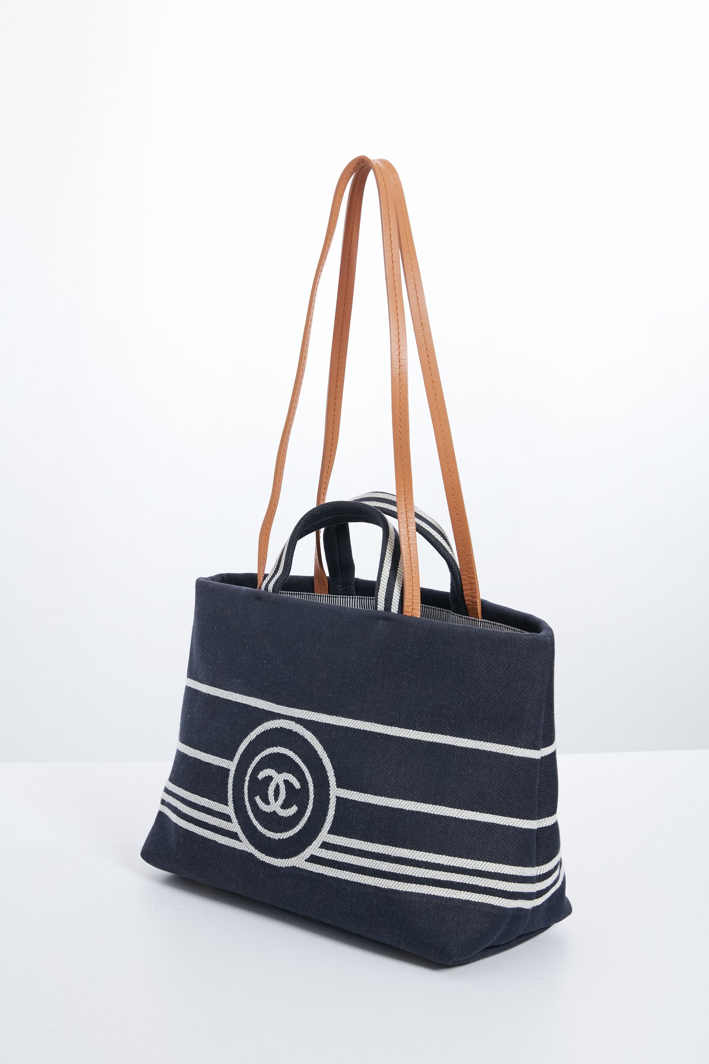 CHANEL Denim Canvas Border Tote