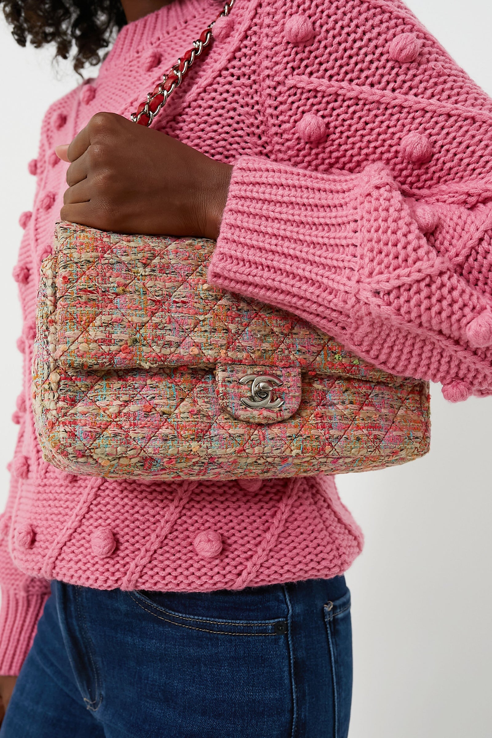 CHANEL Multicolor Tweed Medium Classic Bag