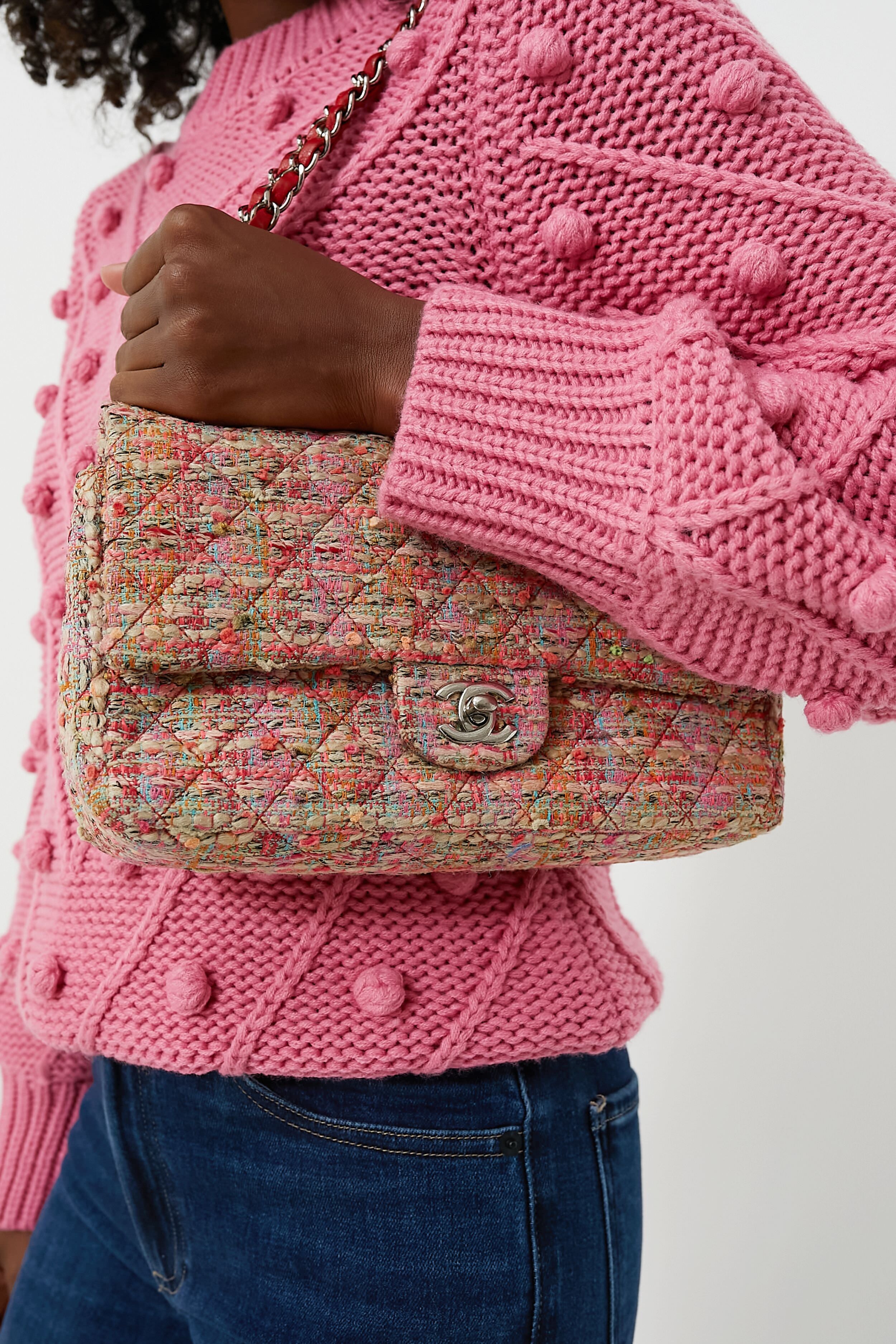 CHANEL Multicolor Tweed Medium Classic Bag