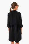 Black Stretch Crepe Royal Shirt Dress