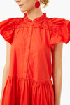 Scarlet Gaia Solid Cotton Flutter Sleeve Tunic