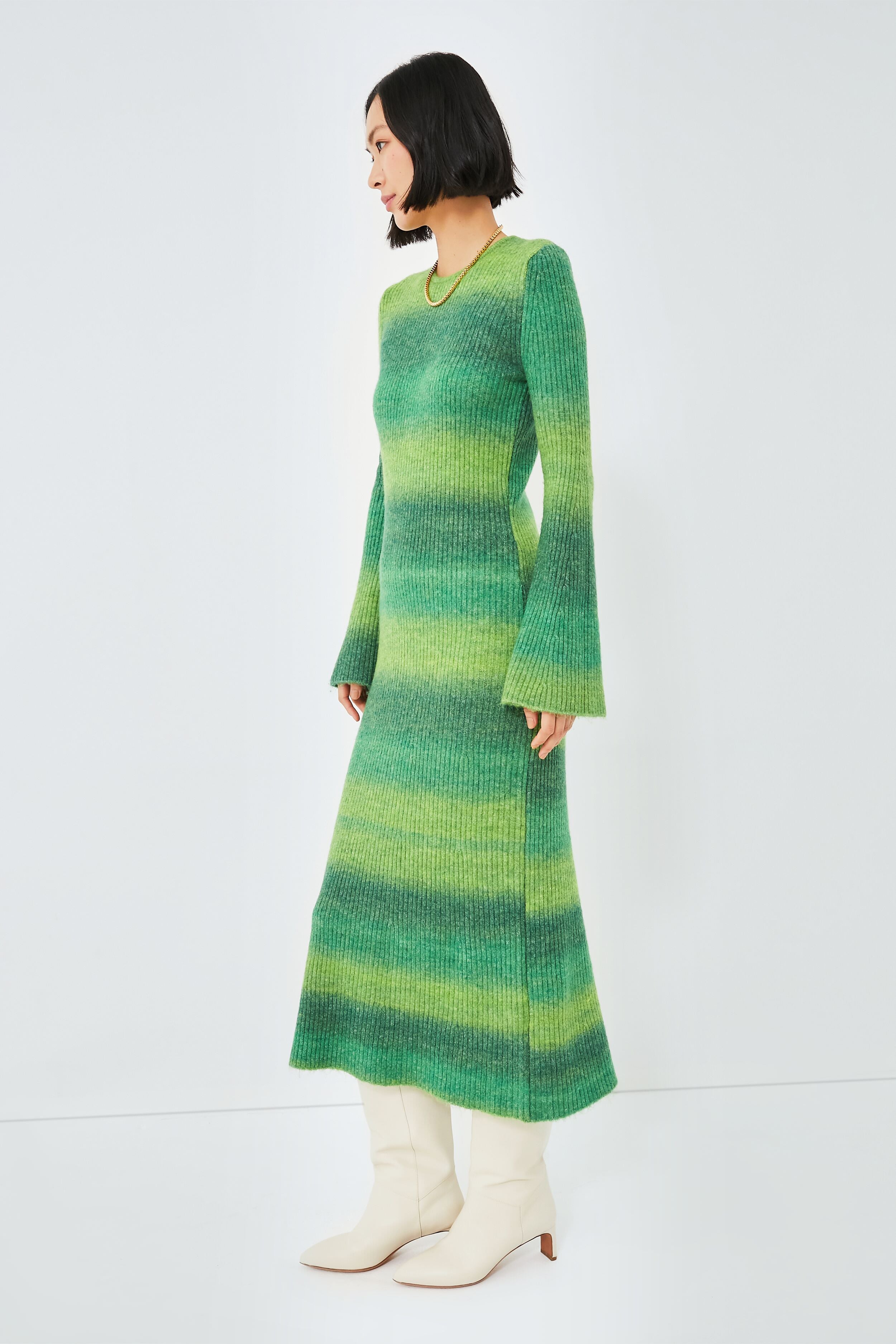 axon dress in gummy green multi by simon miller SIMON MILLER Axon Dress