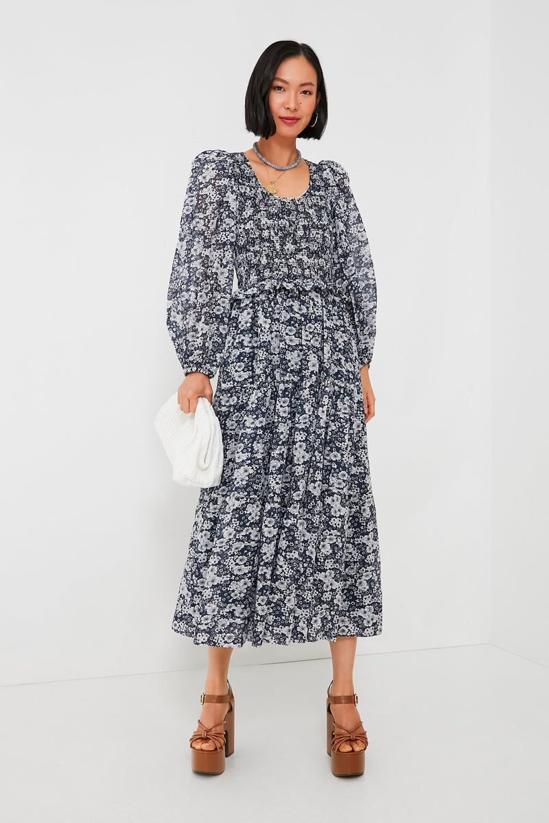 Multi Suzie Print Long Sleeve U-Neck Dress