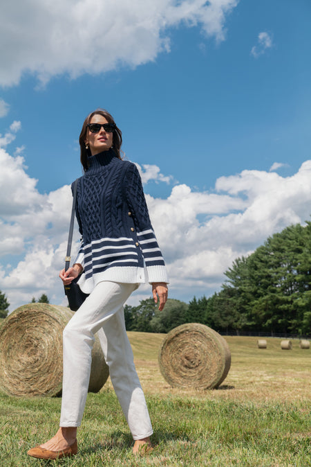 Navy Striped Sankaty Turtleneck