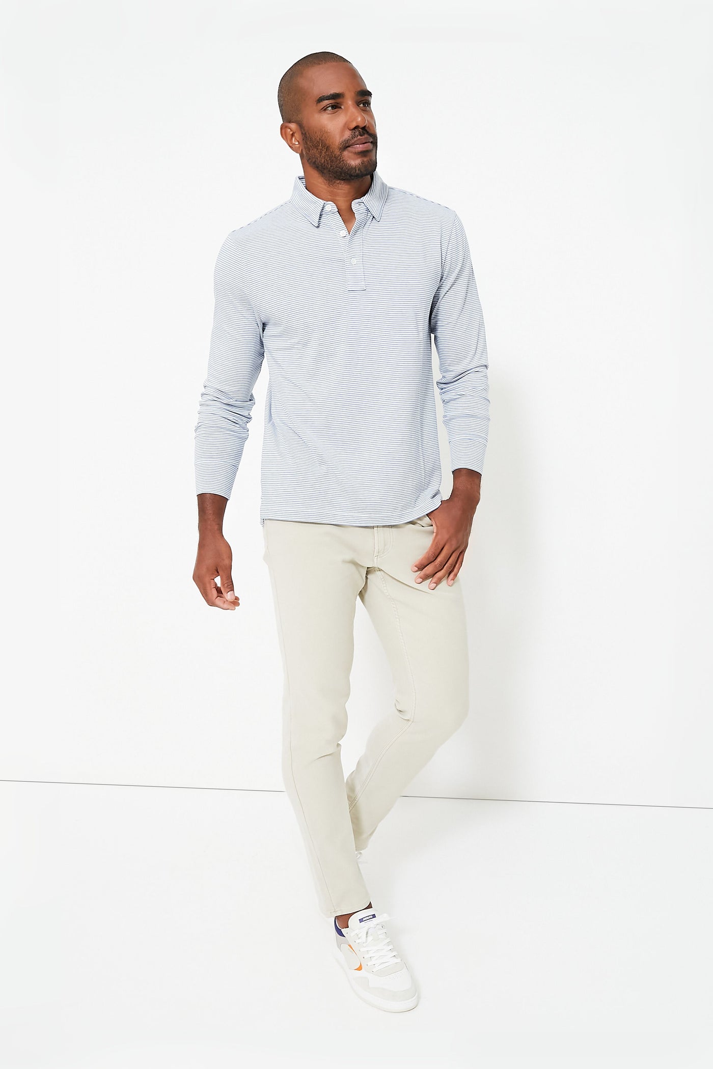 Madaket Stripe Long Sleeve Movement Polo