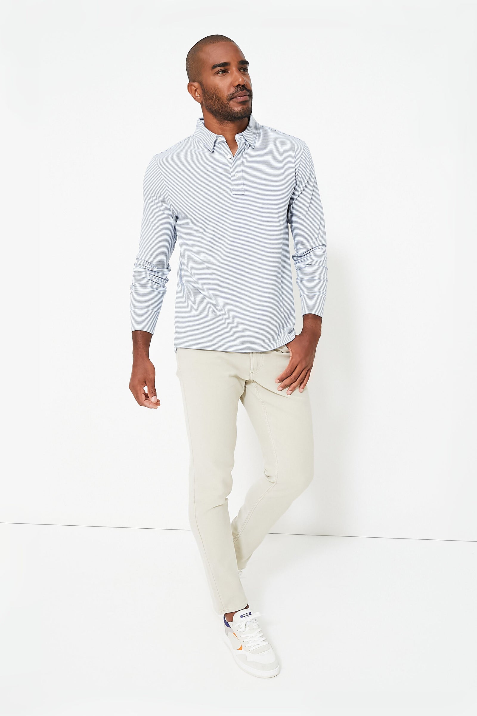 Madaket Stripe Long Sleeve Movement Polo