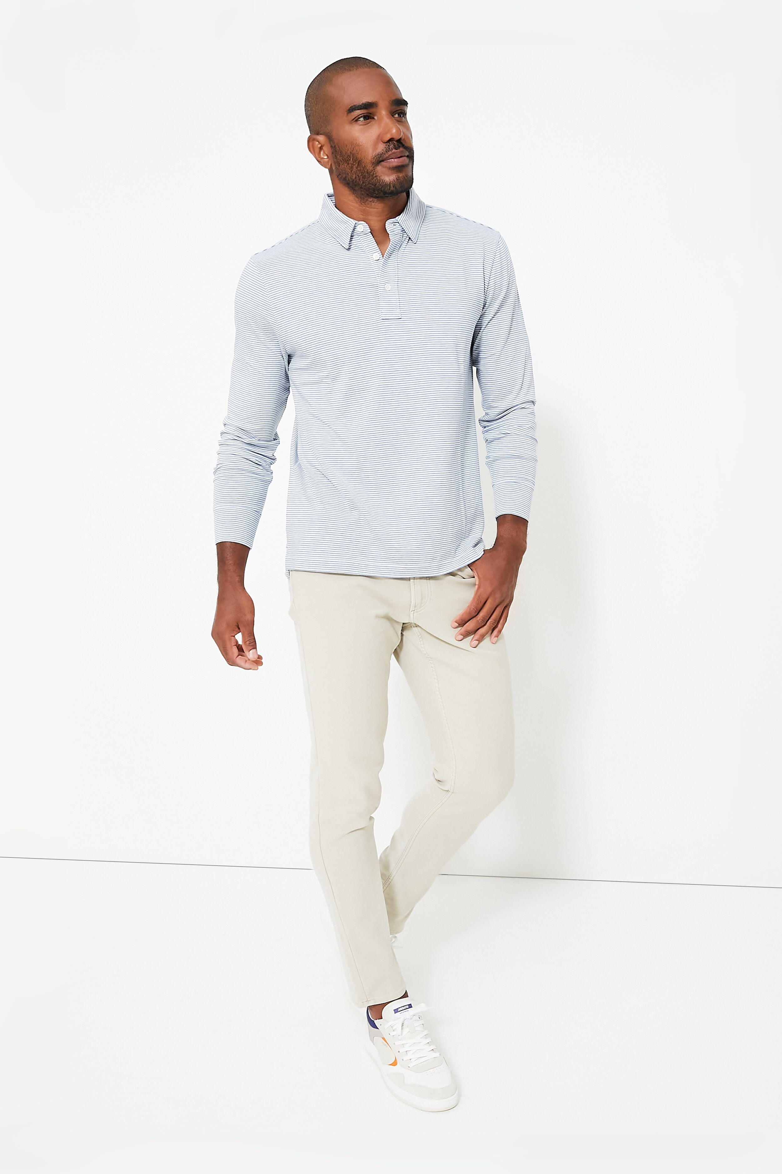 Madaket Stripe Long Sleeve Movement Polo