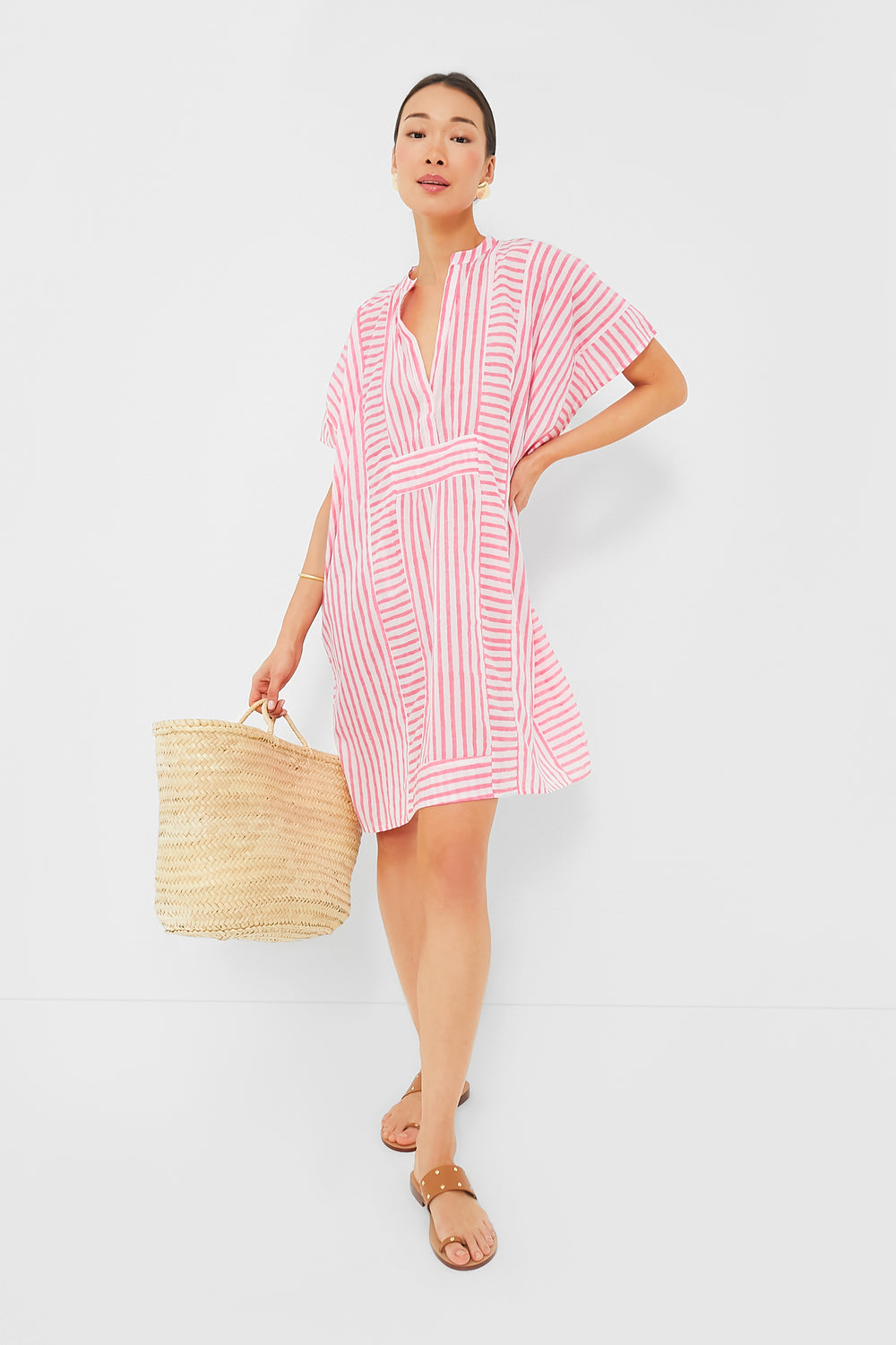 Exclusive Pink Stripe Emerson Short Caftan Exclusive Pink Stripe Emerson Short Caftan