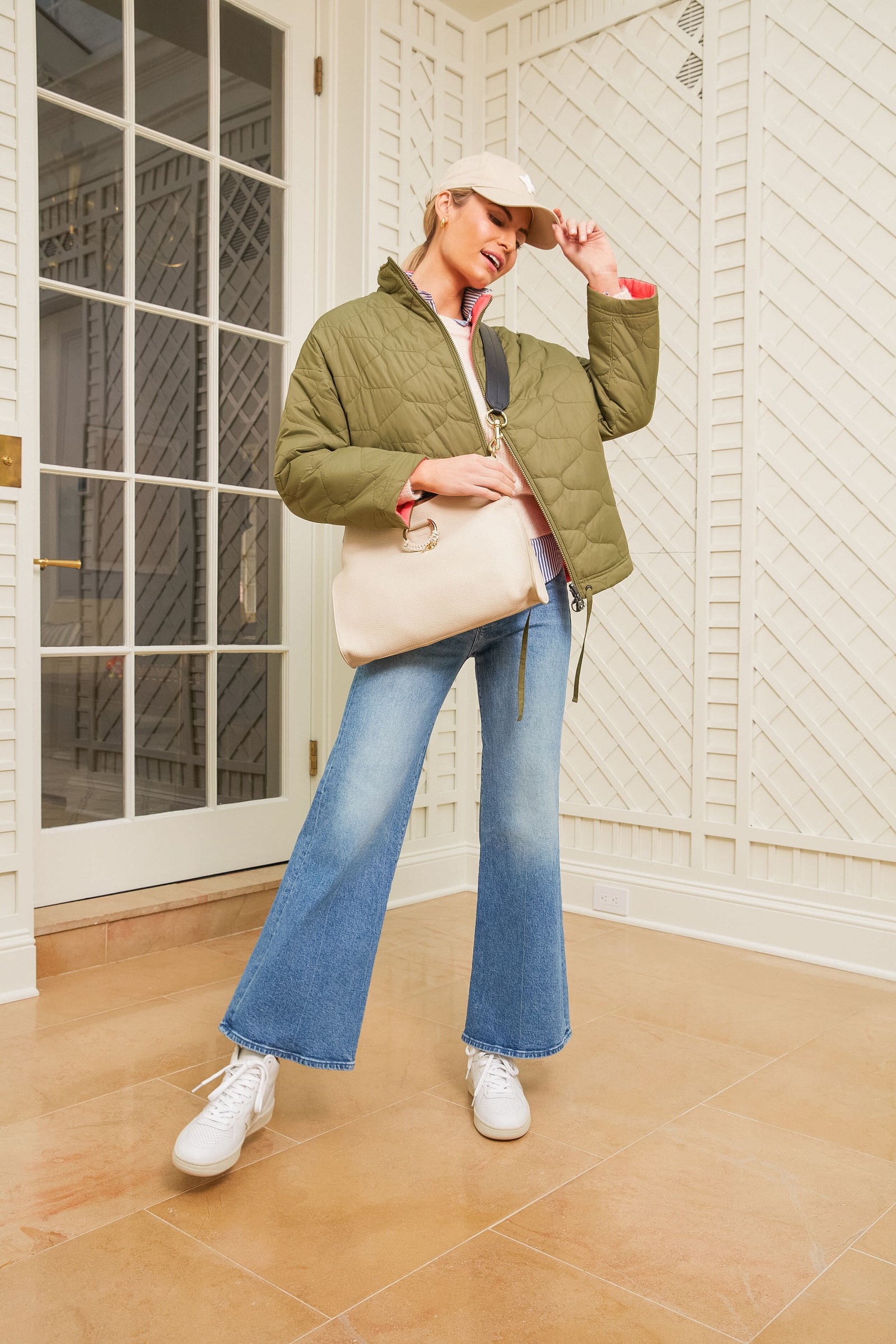 Cement Beige Small Joan Top Handle Bag