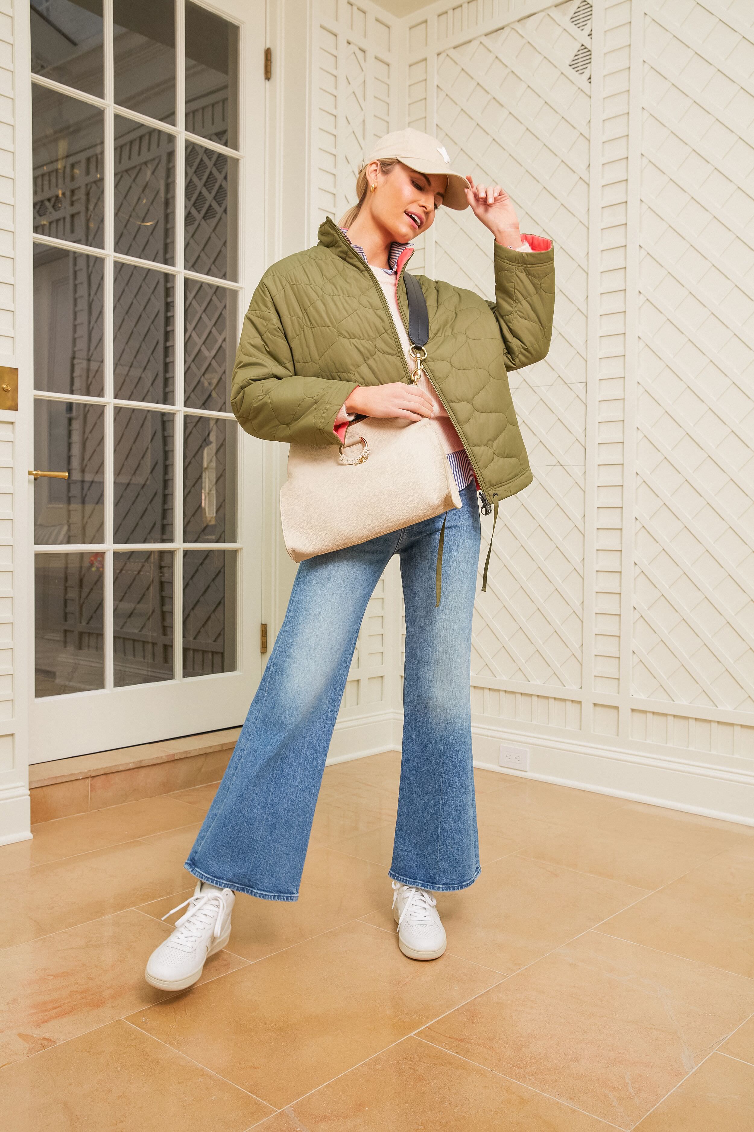 Cement Beige Small Joan Top Handle Bag