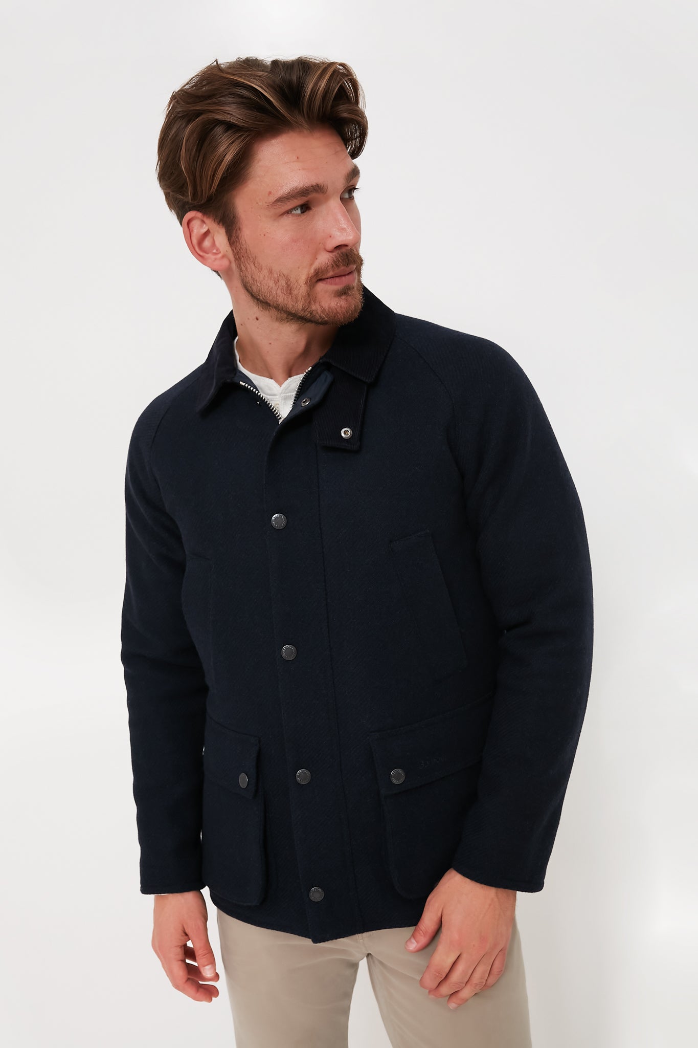 Navy Bedale Wool Jacket | Barbour