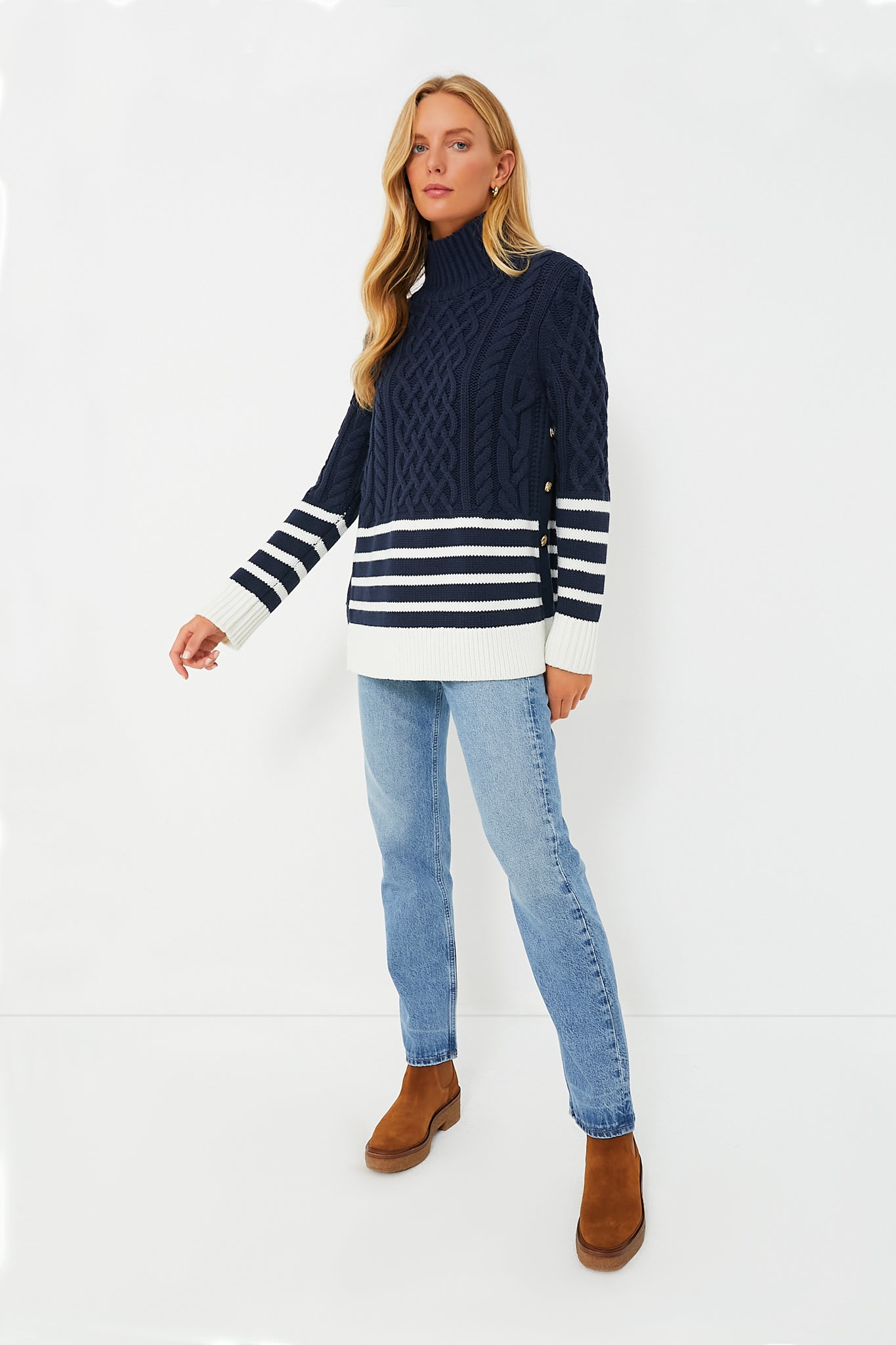 Hope & Henry Womens' Long Sleeve Pointelle Sweater With Bellow