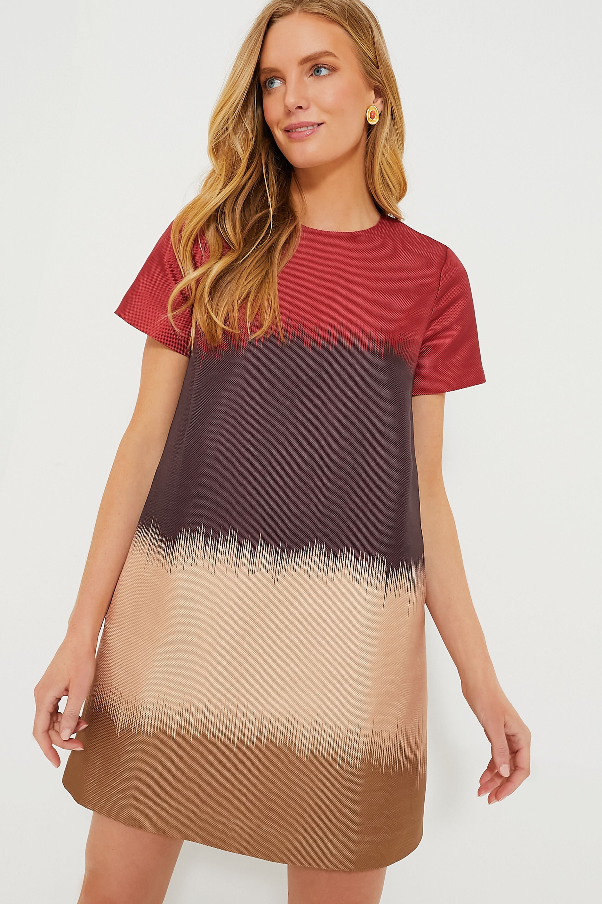 Family Matching Ombre Tie Dye Striped Short-sleeve Dresses and T-shirts Sets