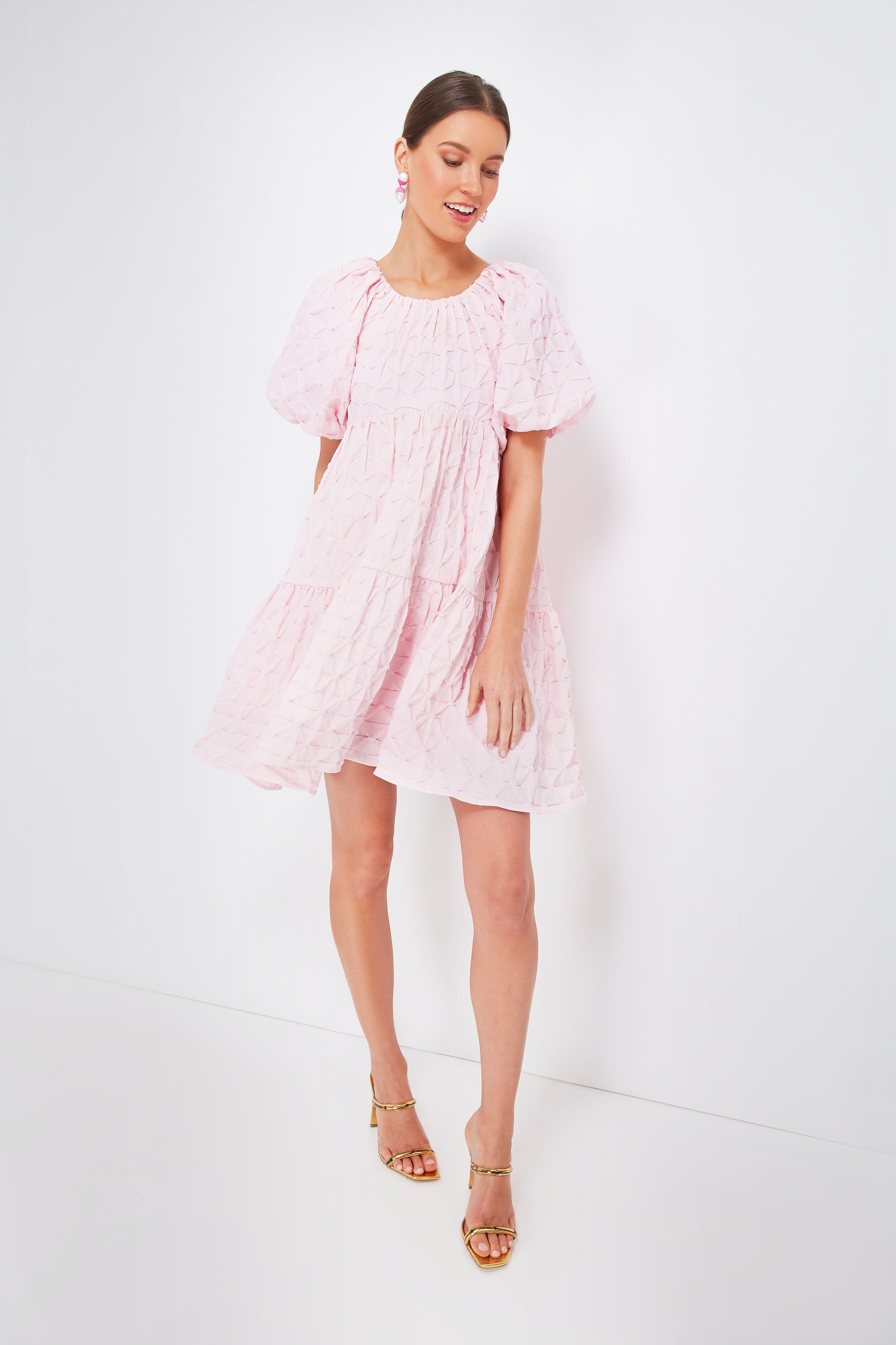 Pink Diamond Textured Isabella Mini Dress