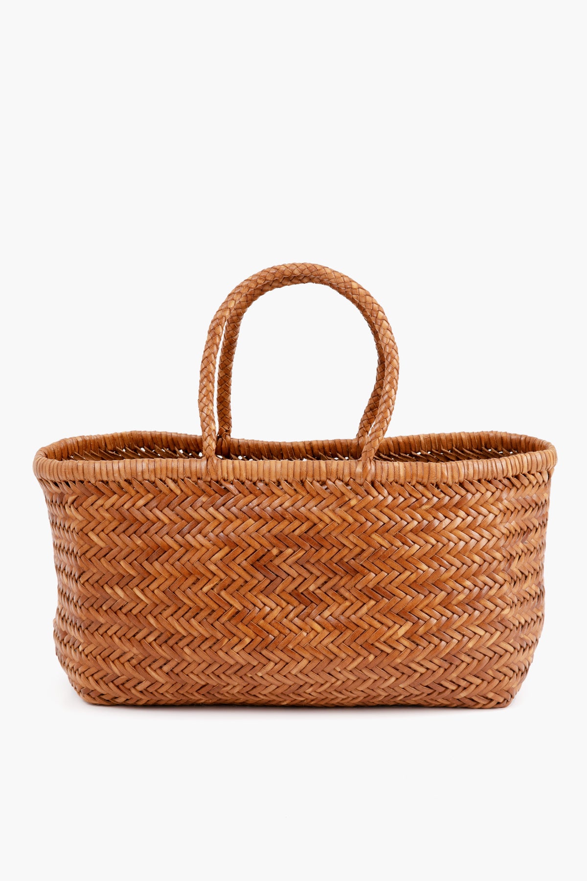 Dragon Diffusion rectangular woven wicker basket with two handles—ideal for organizing your space.