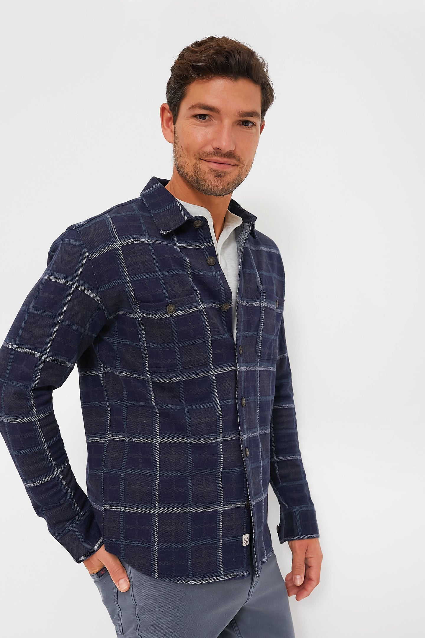Green Plaid Owen Brushed Stretch Twill Shirt