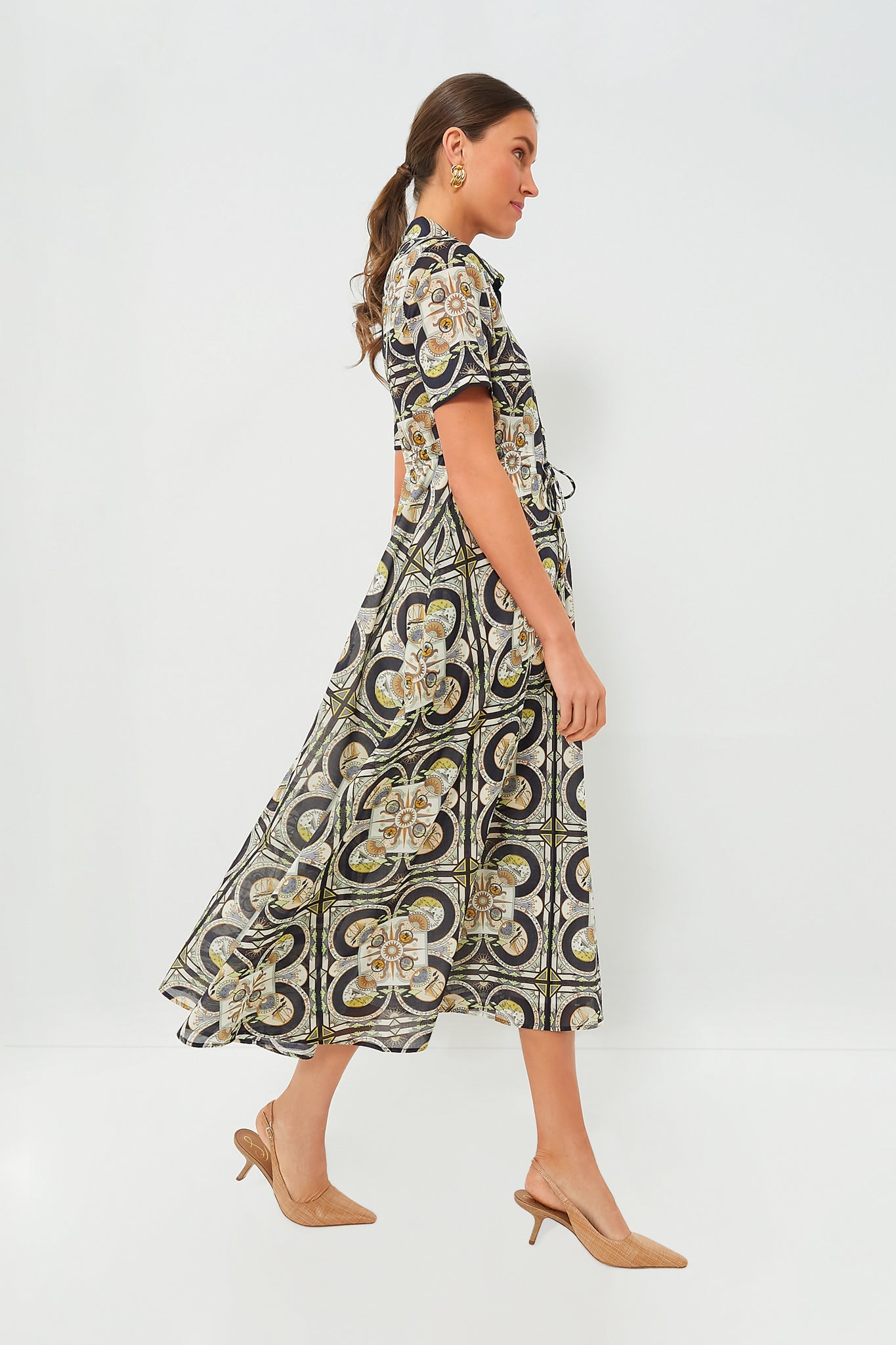 Printed cotton midi shirt dress - Tory Burch - Women