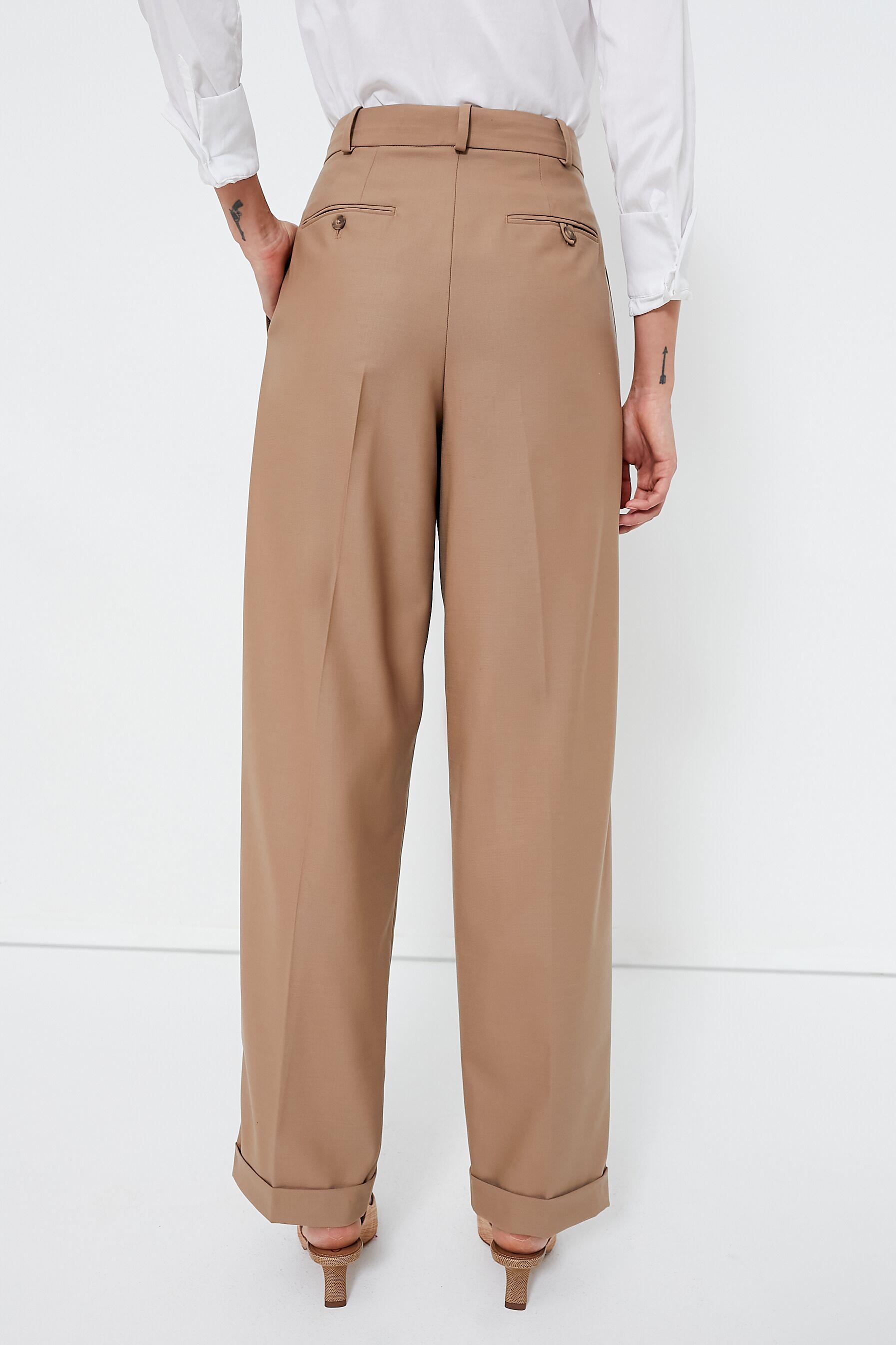 Zara Highwaist Trouser in camel M size, Women's Fashion, Bottoms