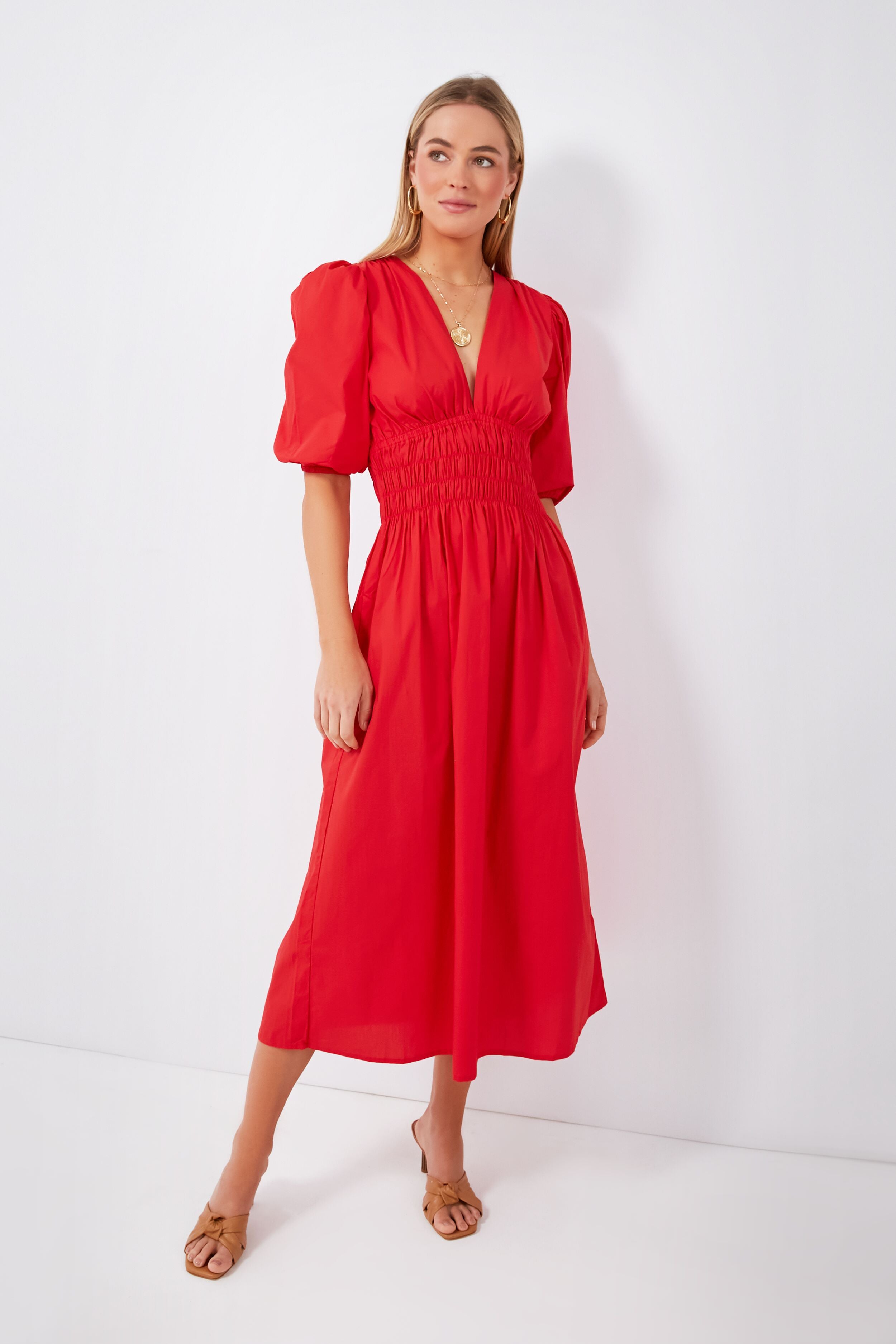 agnata midi dress Cherry Tomato Agnata Midi Dress