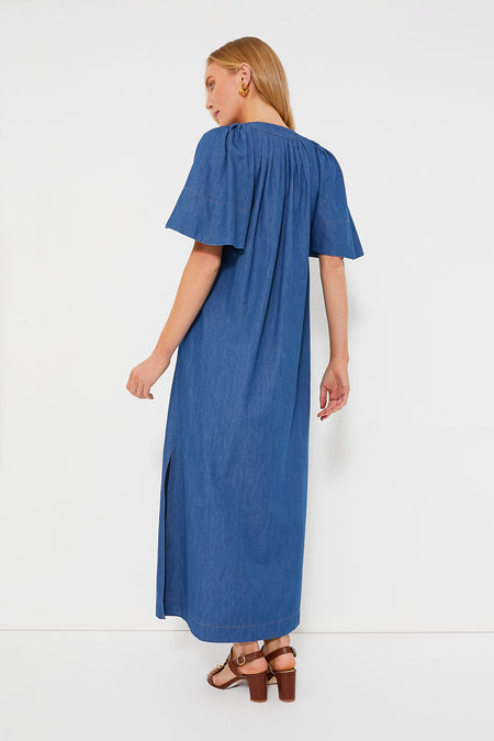 Denim Finley Flutter Sleeve Maxi Dress