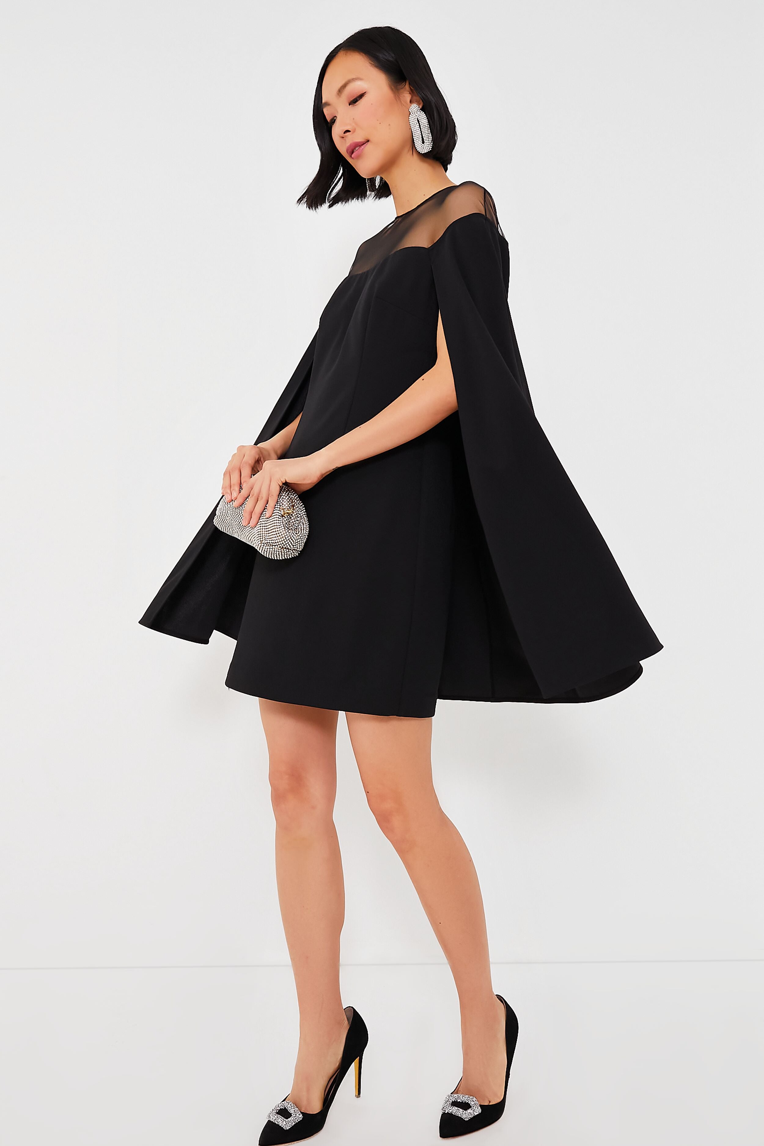 Black Estelle Cape Dress