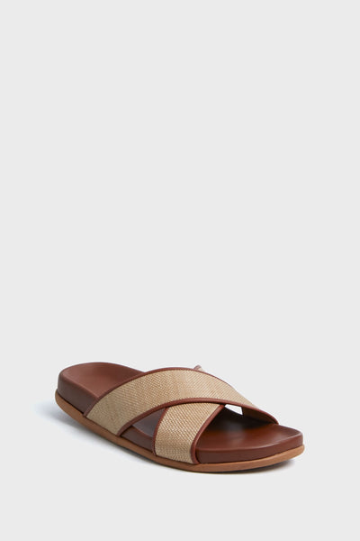 Nappa and Raffia Thais Footbed Sandals Ancient Greek Sandals