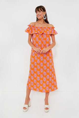 Tangerine Buta Tallulah Dress