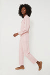 Blush Pink Herringbone Standard Zip Jumpsuit
