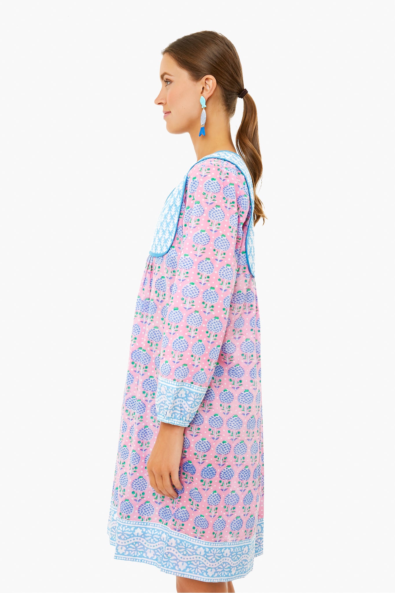 Eva Pink Pineapple Jaipur Dress | SZ Blockprints