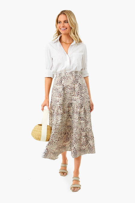 Day Calla Cheetah Pintuck Midi Skirt