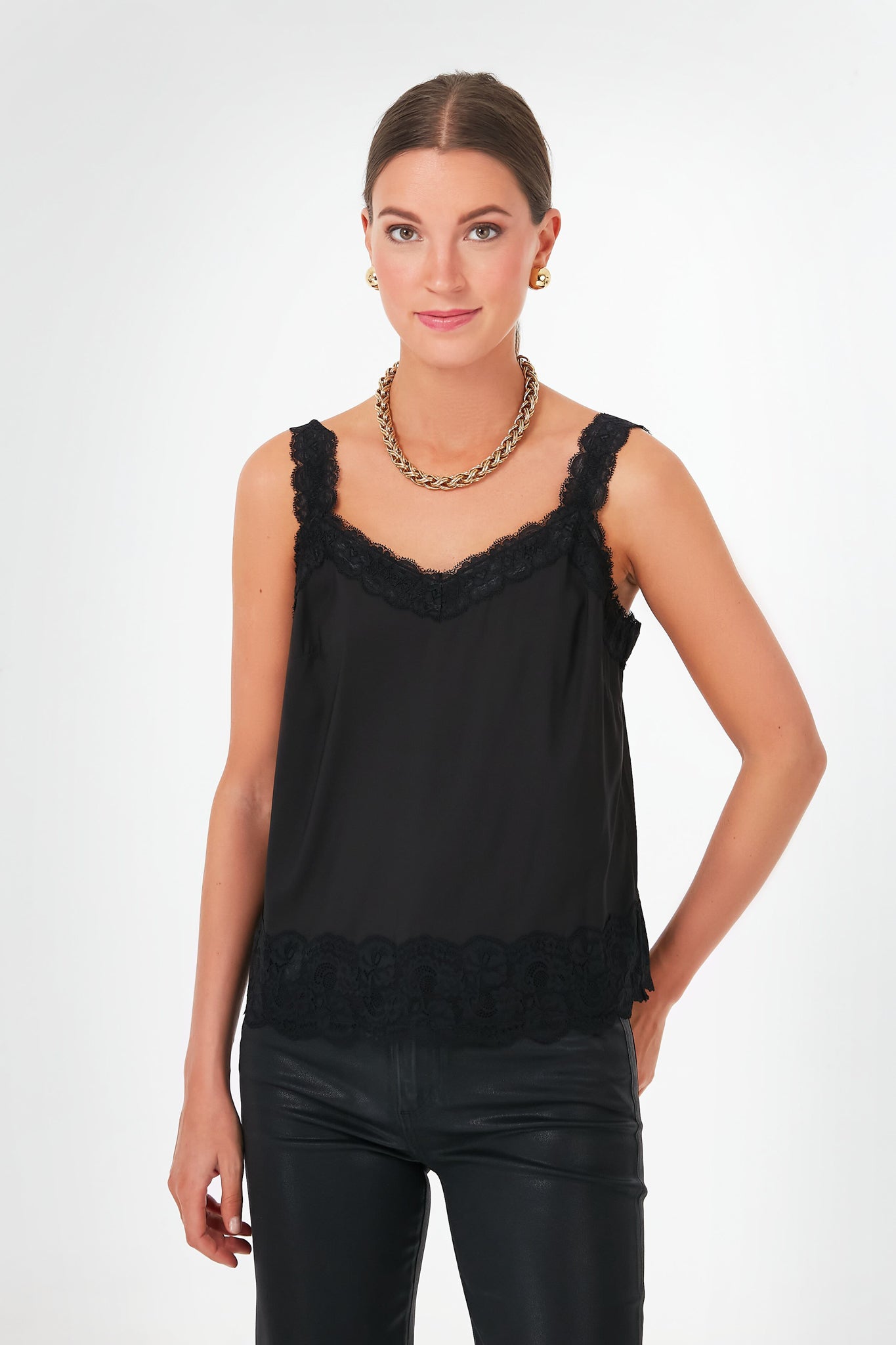 Gloss by Shine On Delaney Lace Front Cami Black