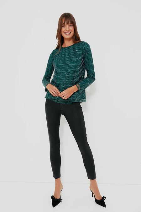 Green Sequin Gemma Blouse