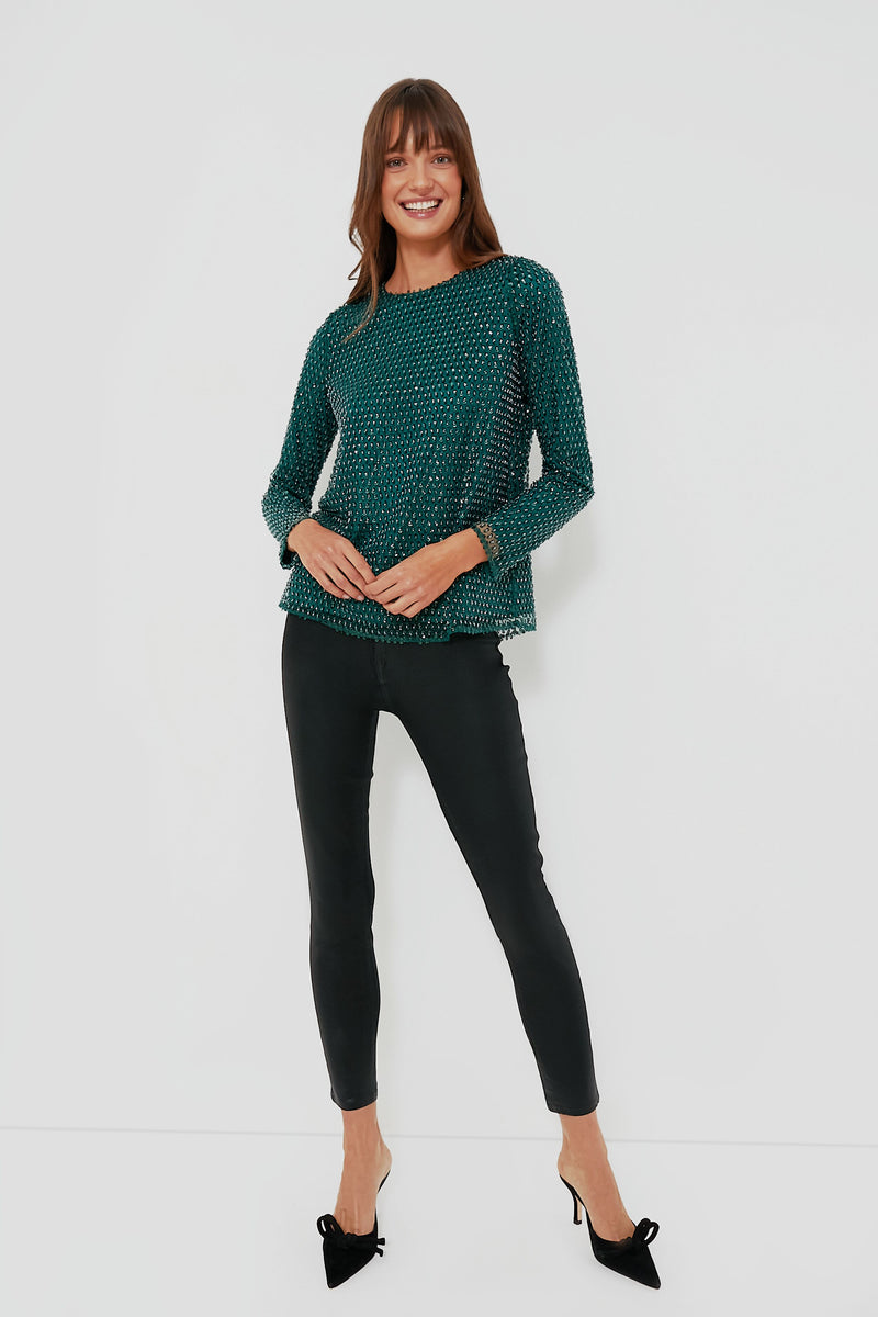 Green Sequin Gemma Blouse