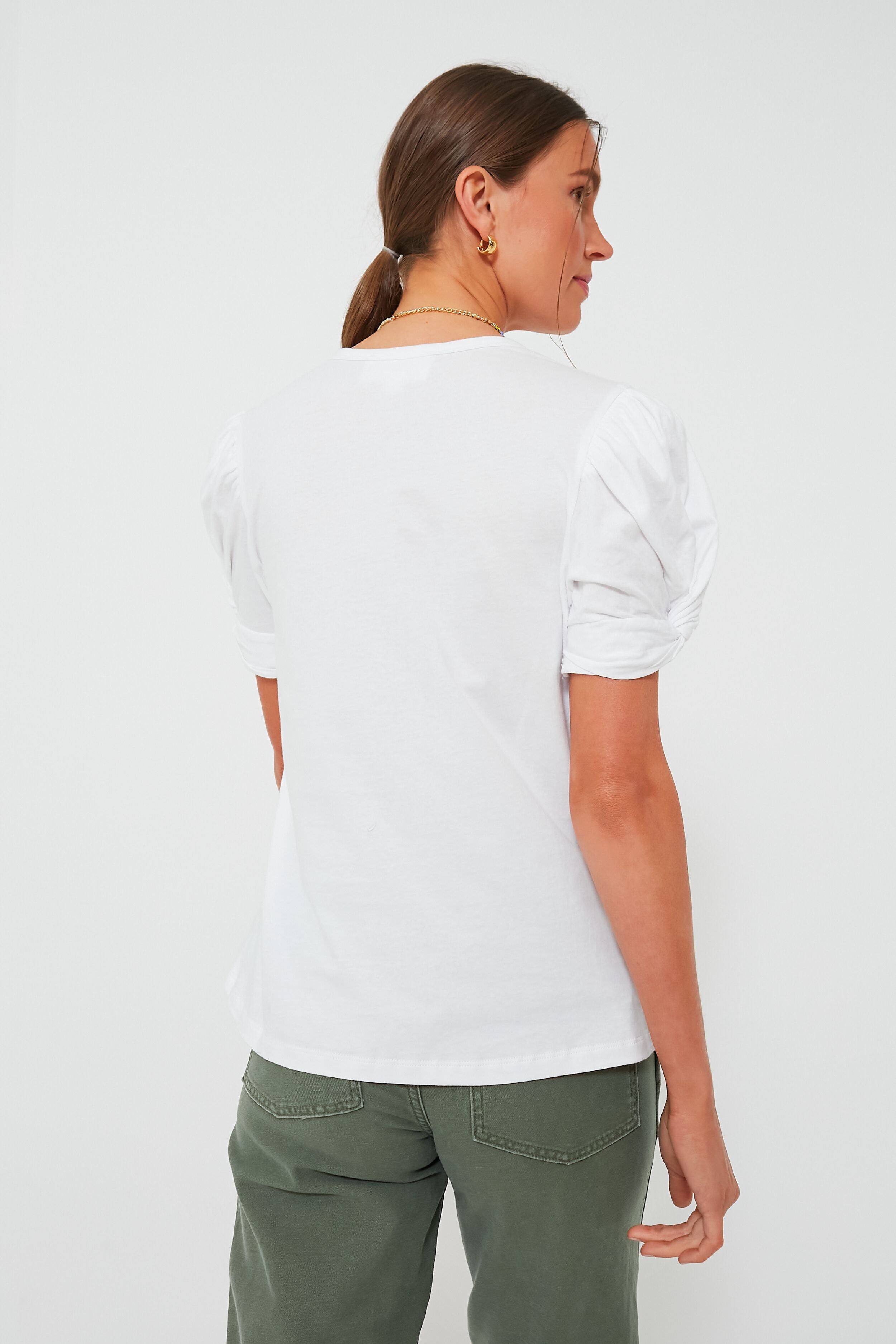 White Vesty Puff Short Sleeve Crewneck