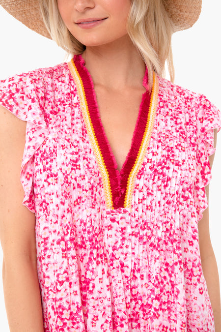 Pink Hortensia Sasha Trimmed Mini Dress