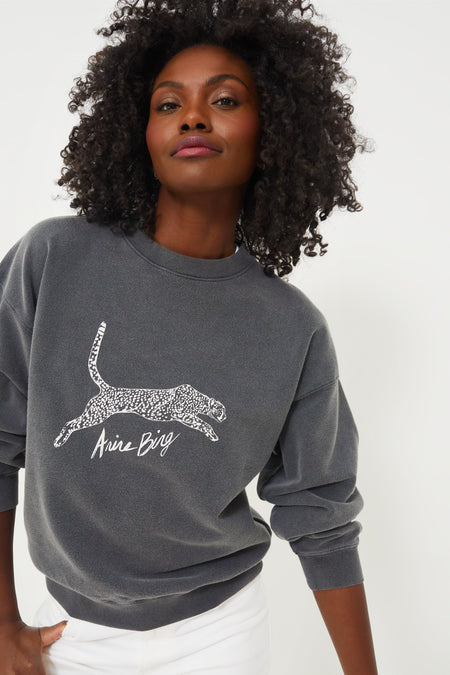 Washed Black Spencer Sweatshirt Spotted Leopard Anine Bing