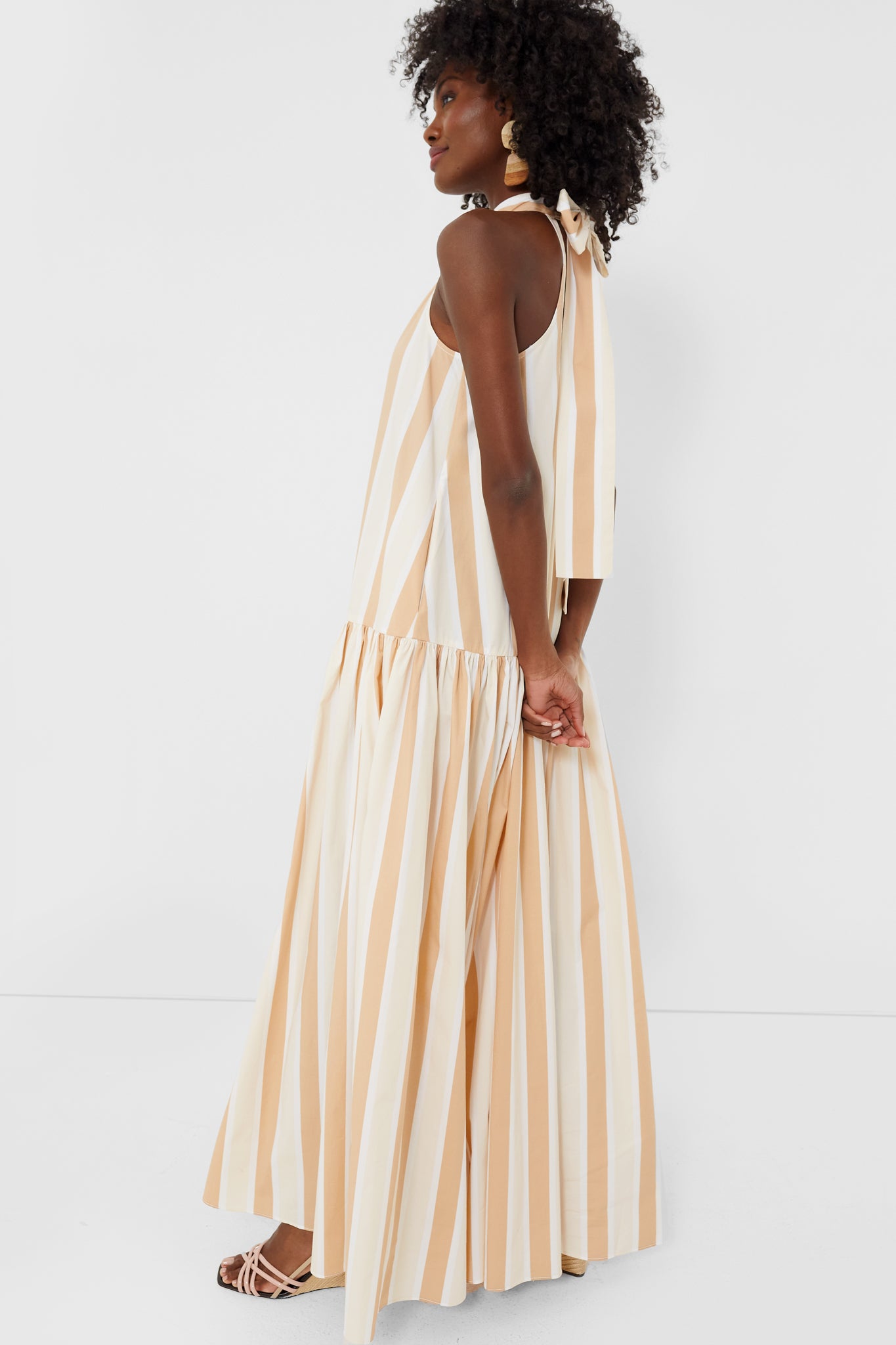 Sand Stripe Midi Marlowe Dress