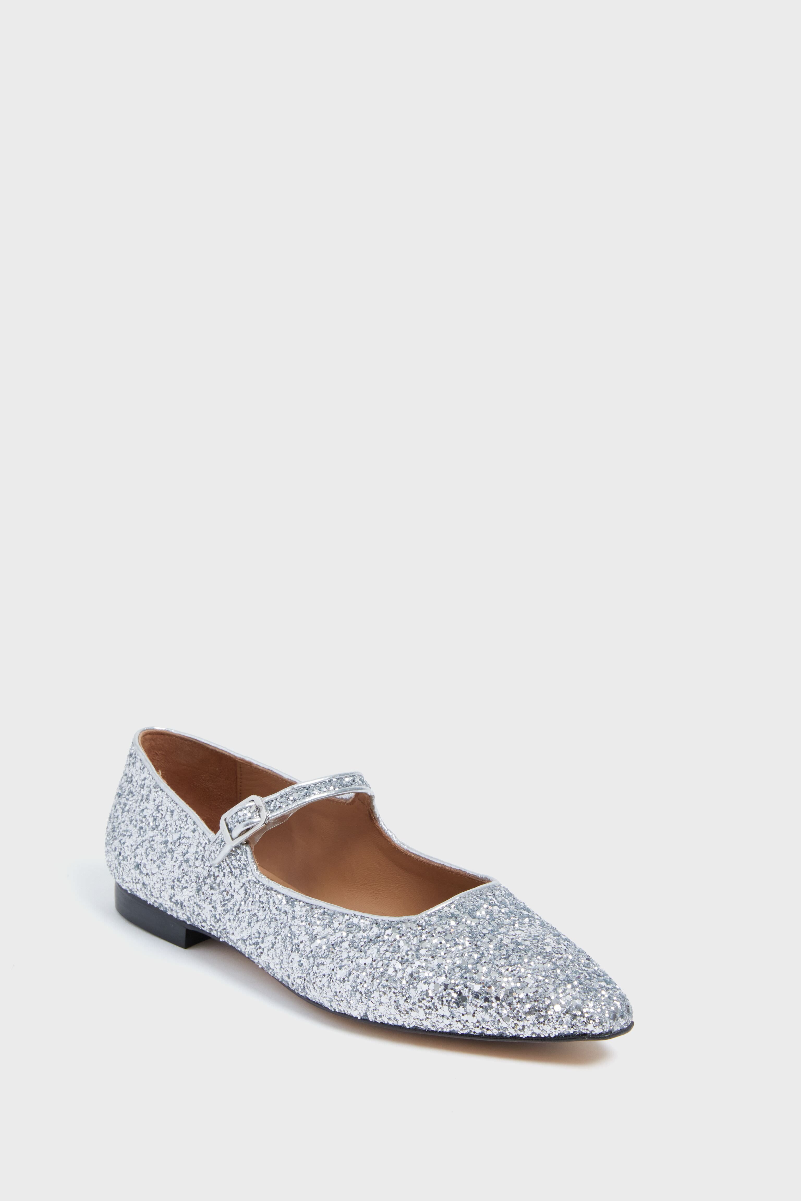 Silver Glitter Camila Flats