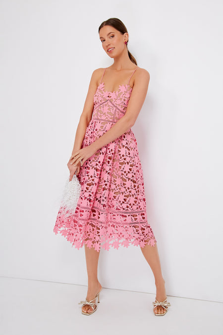 Pink Azaelea Lace Midi Dress Self-Portrait